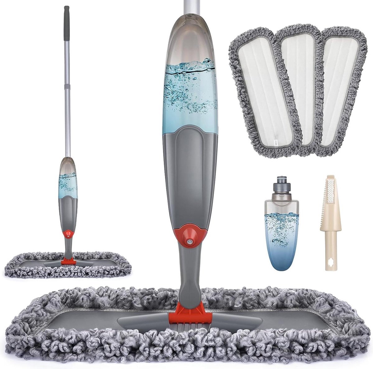 Spray vloerdweil set microvezel hardhout laminaat tegels droog nat dweilen 3 dweilkoppen vervangende pads 635 ml fles Mop