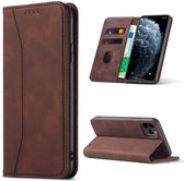 Étui adapté pour iPhone 16 Pro - Bookcase - Porte-cartes - Portefeuille - Simili cuir - Marron foncé