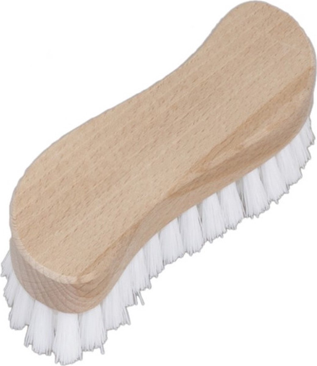 Goedkoopste Schrobborstel van hout met s-vorm wit/naturel - Schoonmaakartikelen/schoonmaakborstels