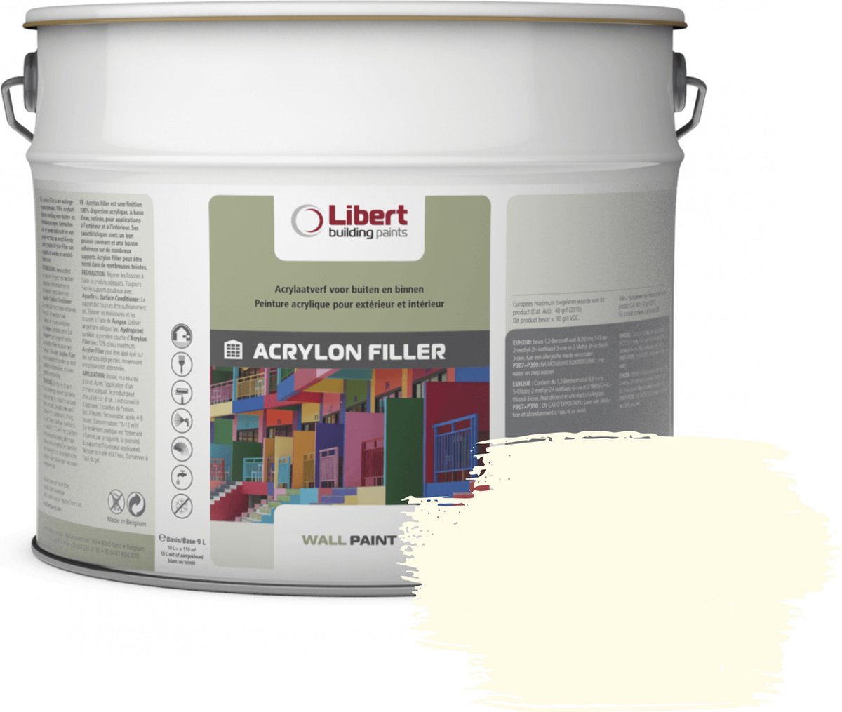 Libert Acrylon Filler – Muurverf met Microvezels – Primer & Afwerking – Binnen & Buiten – Structuurverf - 10L – Wit RAL 9010