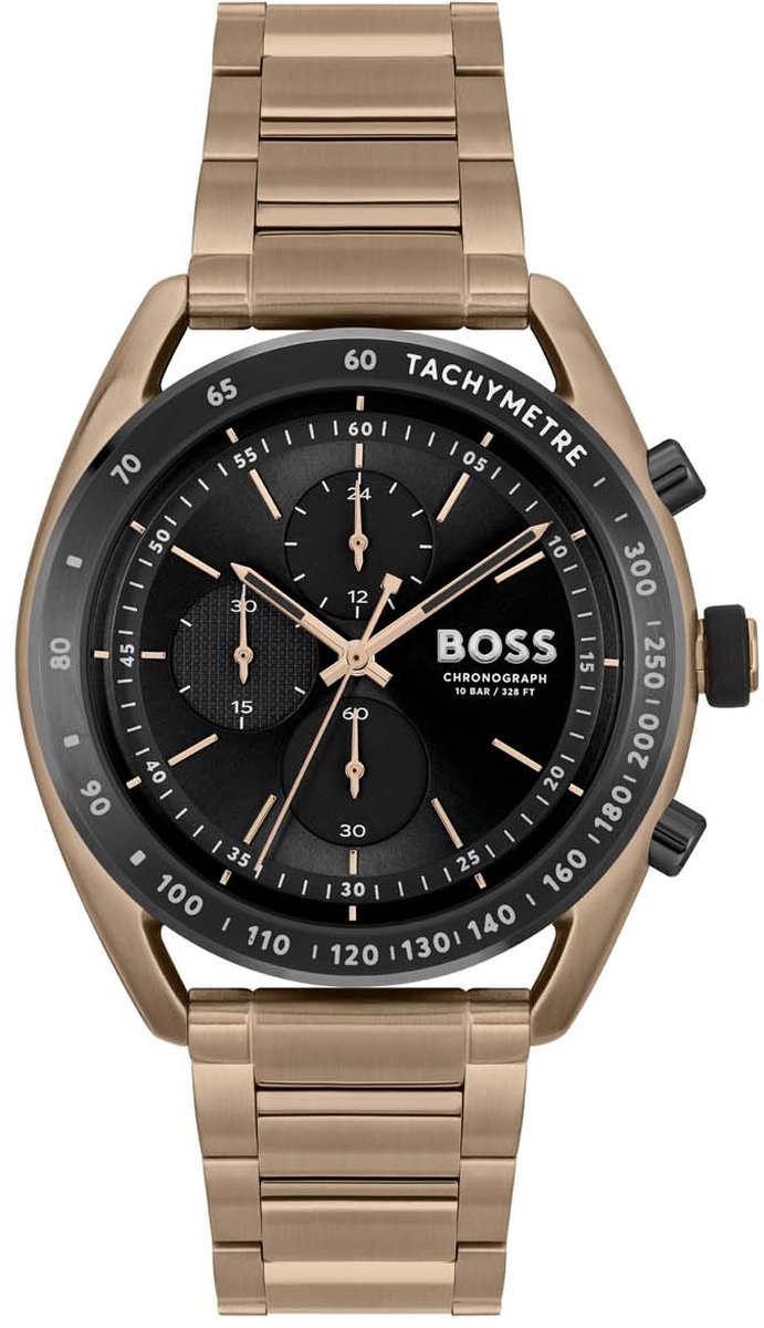 BOSS HB1514027 CENTER COURT Heren Horloge - Mineraalglas - Staal - Crème-Goudkleurig - 44 mm breed - Quartz - Vouw-Vlindersluiting - 10 ATM (zwemmen)