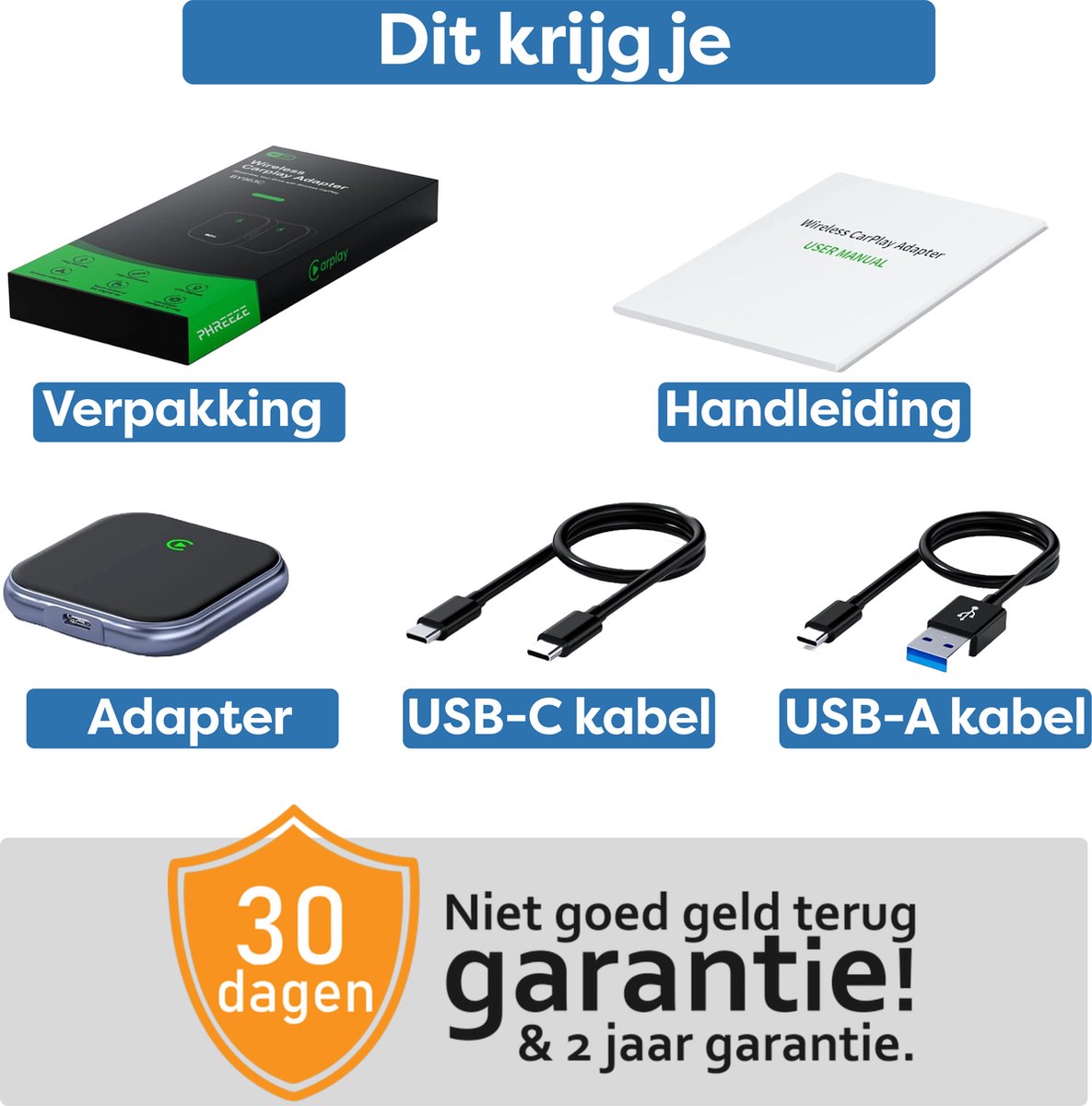 Draadloze CarPlay Adapter Bluetooth Wifi – Apple CarPlay & Android Auto Dongle voor Auto USB-A/USB-C - Afbeelding 3