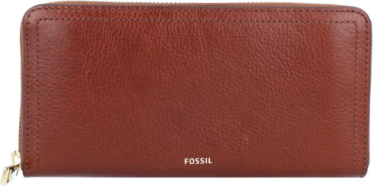 FOSSIL Portemonnee Logan RFID Zip Around Clutch Brown Bruine