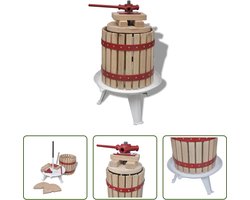 vidaXL Fruit- en wijnpers - 12L - Eikenhouten vat - Roestbestendig - Gietijzeren hardware - Eenvoudig te monteren - Citruspers (handmatig)