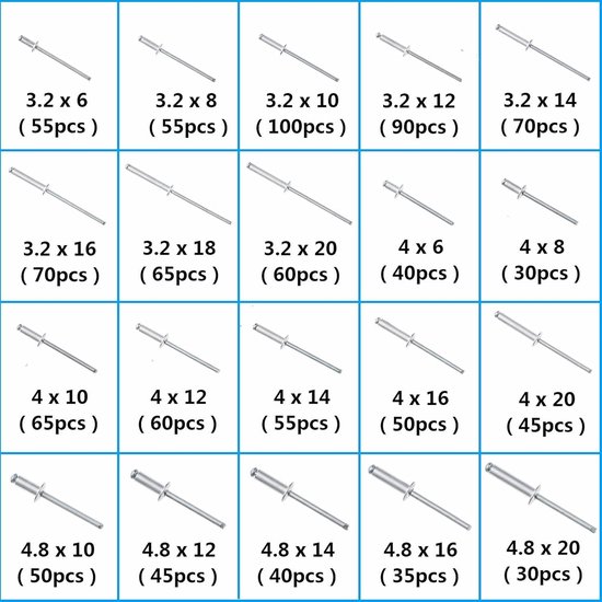 BGS-75847 Blindklinknagels Assortiment | 3,2 mm | 50 stuks | Automotive Line