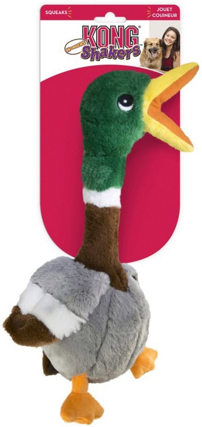 Kong Shakers Honkers Duck - Hondenspeelgoed - Grijs Bruin Groen Large