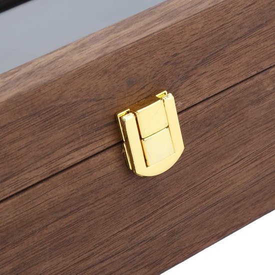 LightBeacon Horlogedoos met 3 vakken, horlogedoos, opslag voor horloges van pu-leer met glazen deksel, cadeau voor familie en vrienden, zwart
