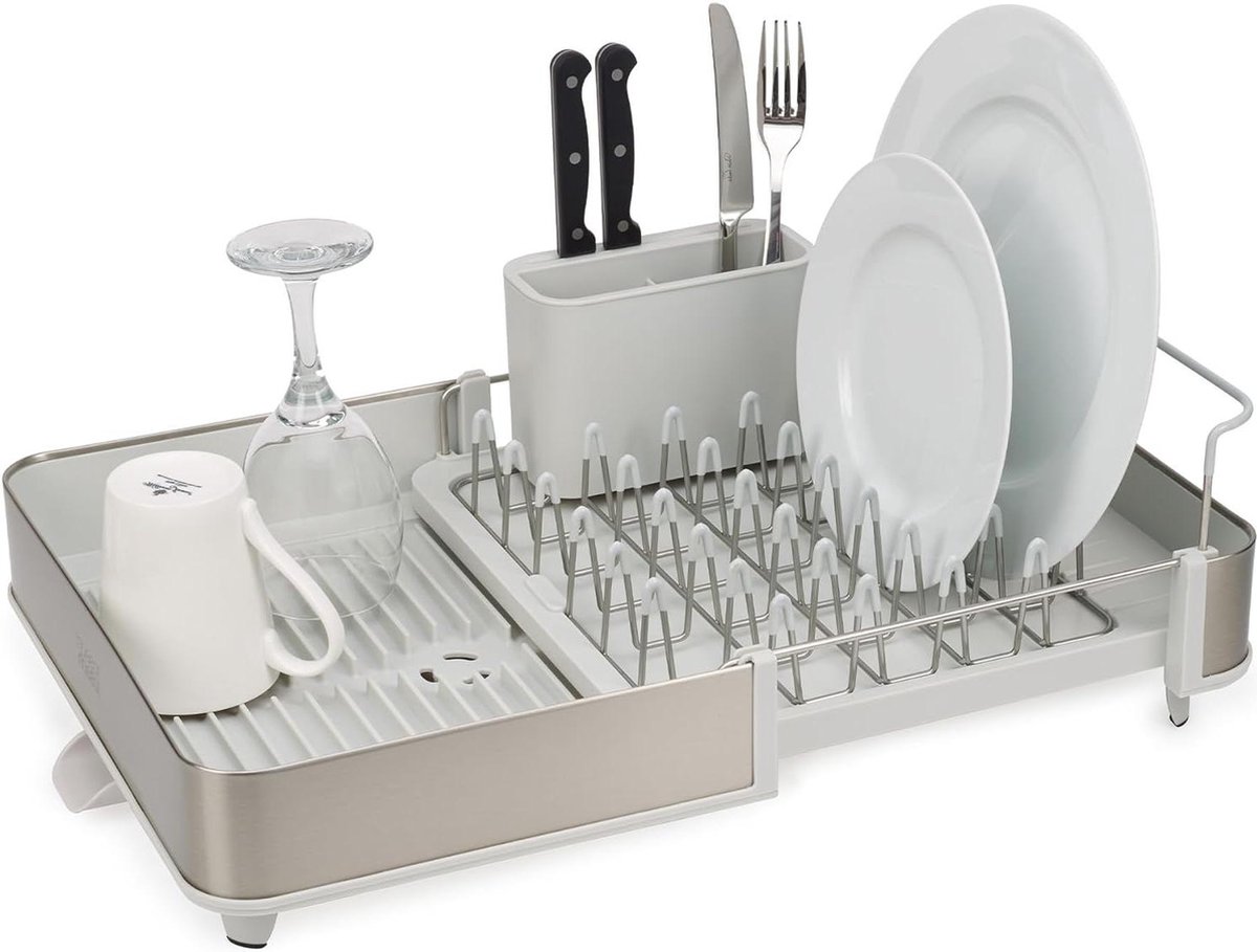 Goedkoopste Stalen uitbreidbaar afdruiprek - verwijderbare bestekhouder - draaibare afvoertuit - keukenorganizer afdruiprek curver