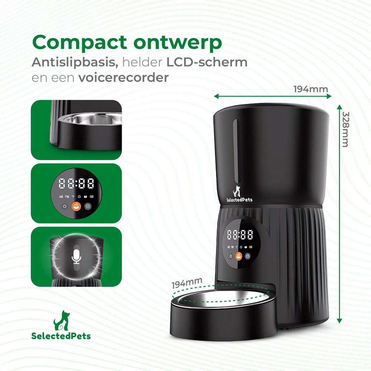 SelectedPets Automatische voerbak kat en hond 4L - Wifi Model - Voerautomaat kat - Zwart - Inclusief Nederlandse Handleiding thumbnail 8