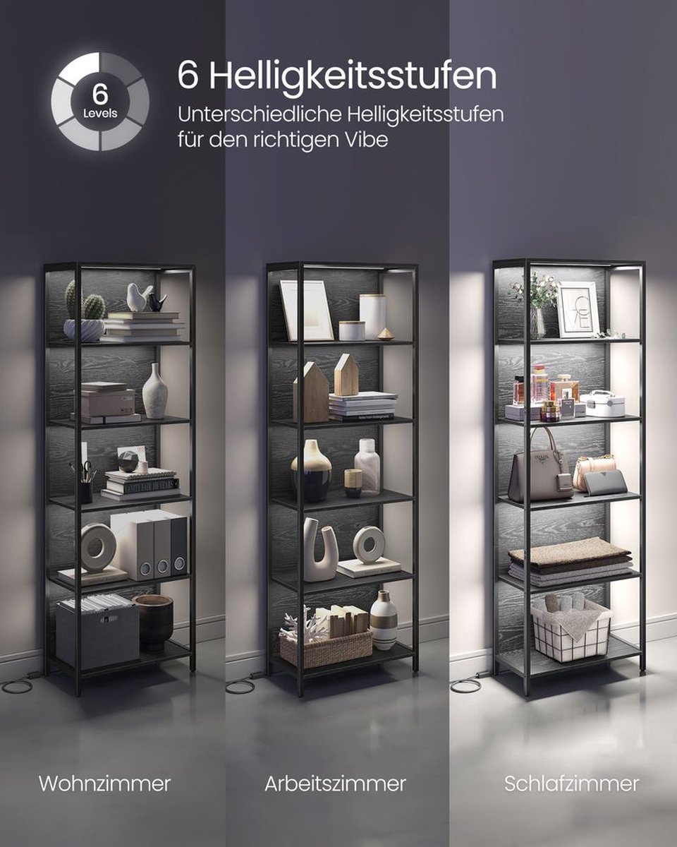 Industriële Hoekboekenkast met 5 Lagen – Metaal & Hout, Ruimtebesparen