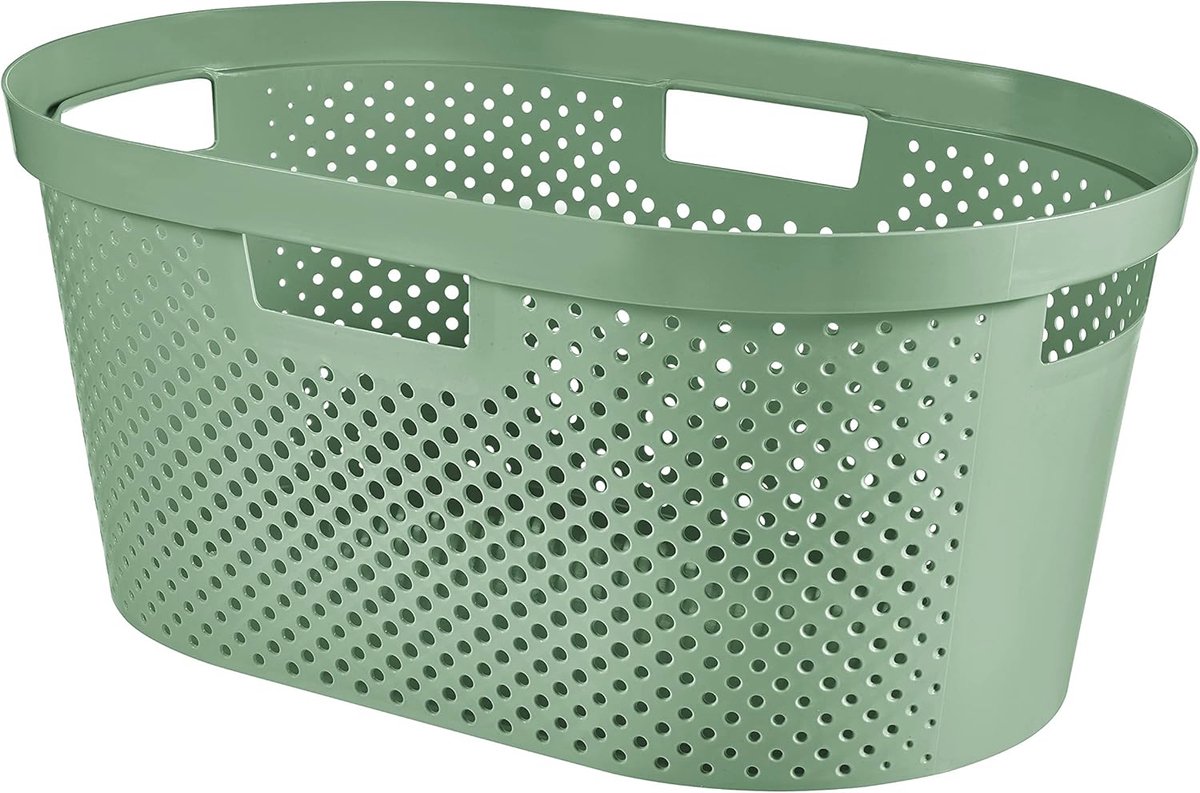 Gerecycleerde Rechthoekige Wasmand 40 Liter - Shale Green