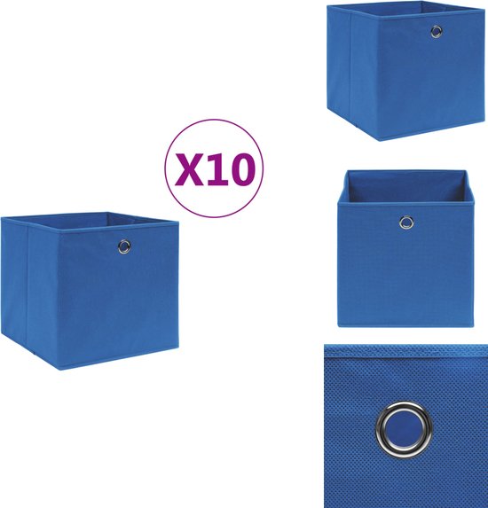 vidaXL Lot de 10 Boîtes de rangement Bleu 28 x 28 x 28 cm - Opbergbox - Organiseur de placard - Opbergbox pliable