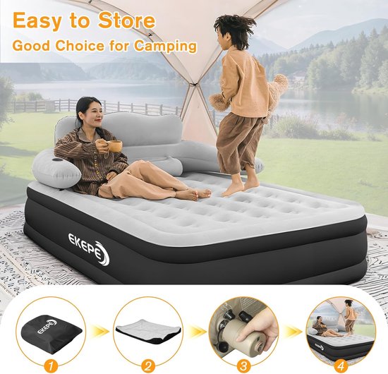 Zelfopblazend Luchtmatras met Elektrische Pomp - Comfortabel en Duurzaam voor Camping en Logeren van Merkloos — afbeelding 3