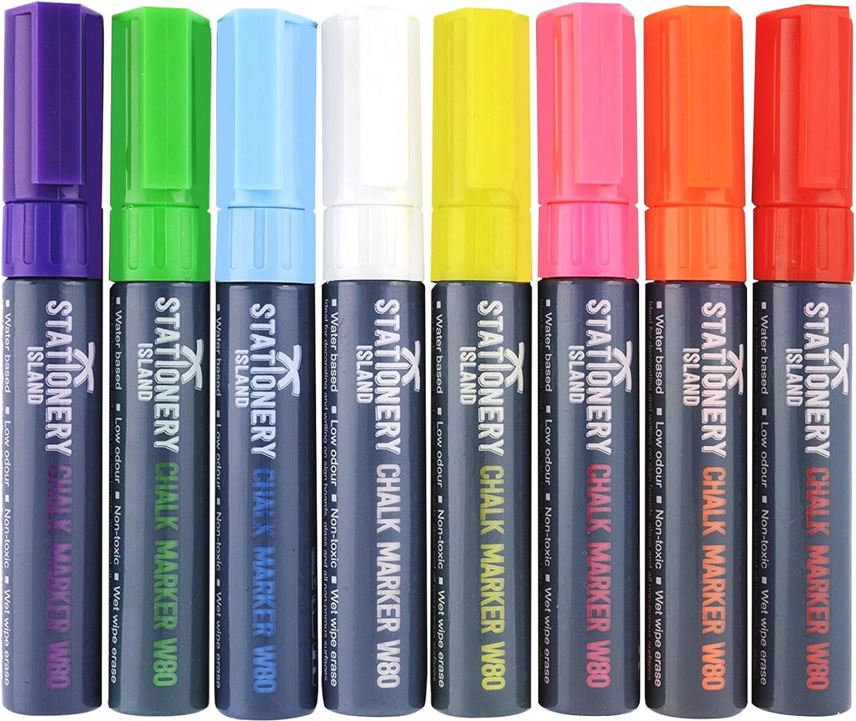Krijtstiften Set Van 8 Kleuren - 8mm Penpunten voor Whiteboard - Uitwisbare Krijtmarkers