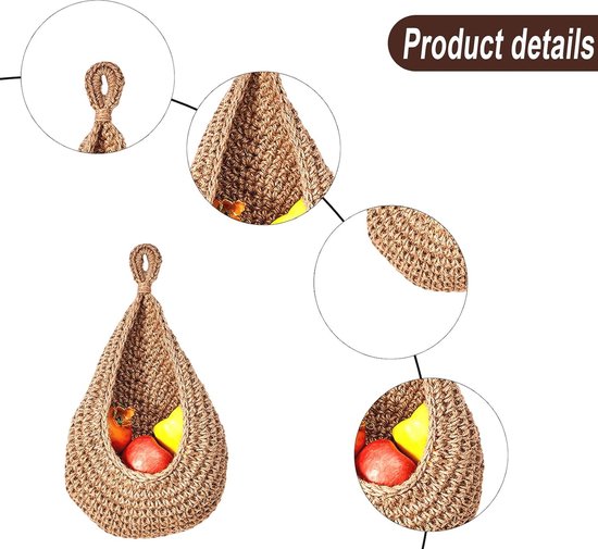 Hangende Mand voor Fruit en Groenten - Set van 3 - Decoratief en Functioneel - Inclusief Haken en Stickers — afbeelding 4