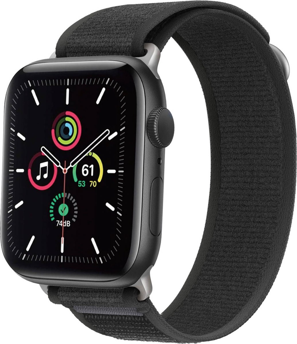 iMoshion Nylon Trail bandje geschikt geschikt voor Apple Watch Series 1 / 2 / 3 / 4 / 5 / 6 / 7 / 8 / 9 / SE / Ultra (2) - 42 / 44 / 45 / 49 mm - Pure Black