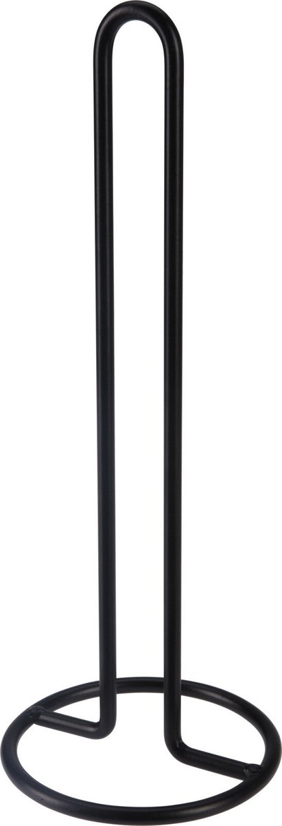 Excellent Houseware Tafel Keukenrolhouder - voor 1 rol - metaal/rvs - zwart - 35 x 12 cm - keukenrollen