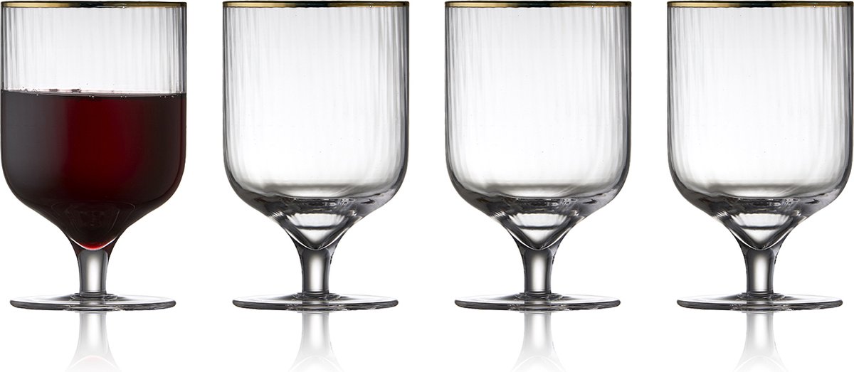 Lyngby Glas Palermo Gold wijnglas 30 cl 4-pack Transparant-goud
