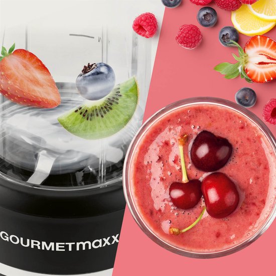 GOURMETmaxx Voedingsmixer 4 st. - pureren, hakken, malen - met deksel om mee te nemen van GOURMETmaxx — afbeelding 2