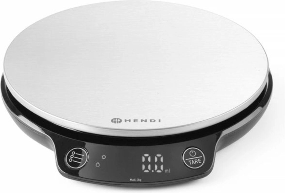 Hendi Keukenweegschaal Digitaal - Hoge Precisieweegschaal - Timer - 0,1gr - 3kg