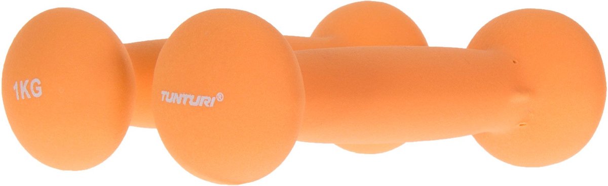 Tunturi Dumbbell set - 2 x 1,0 kg - Neopreen - Fluor Oranje - Incl. gratis fitness app — afbeelding 6