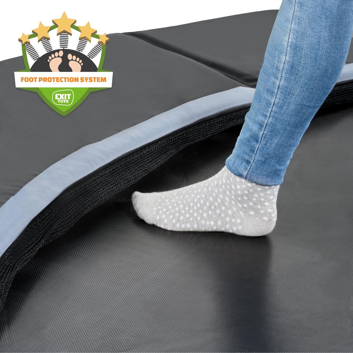 Exit in-ground trampoline Dynamic met veiligheidstegels Freezone ø427cm zwart