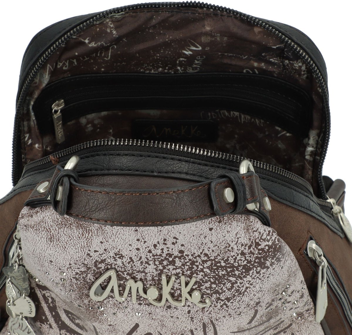 Sac à Dos Anekke Core Mantle Gris/marron - Neuf Avec Housse Et Breloque