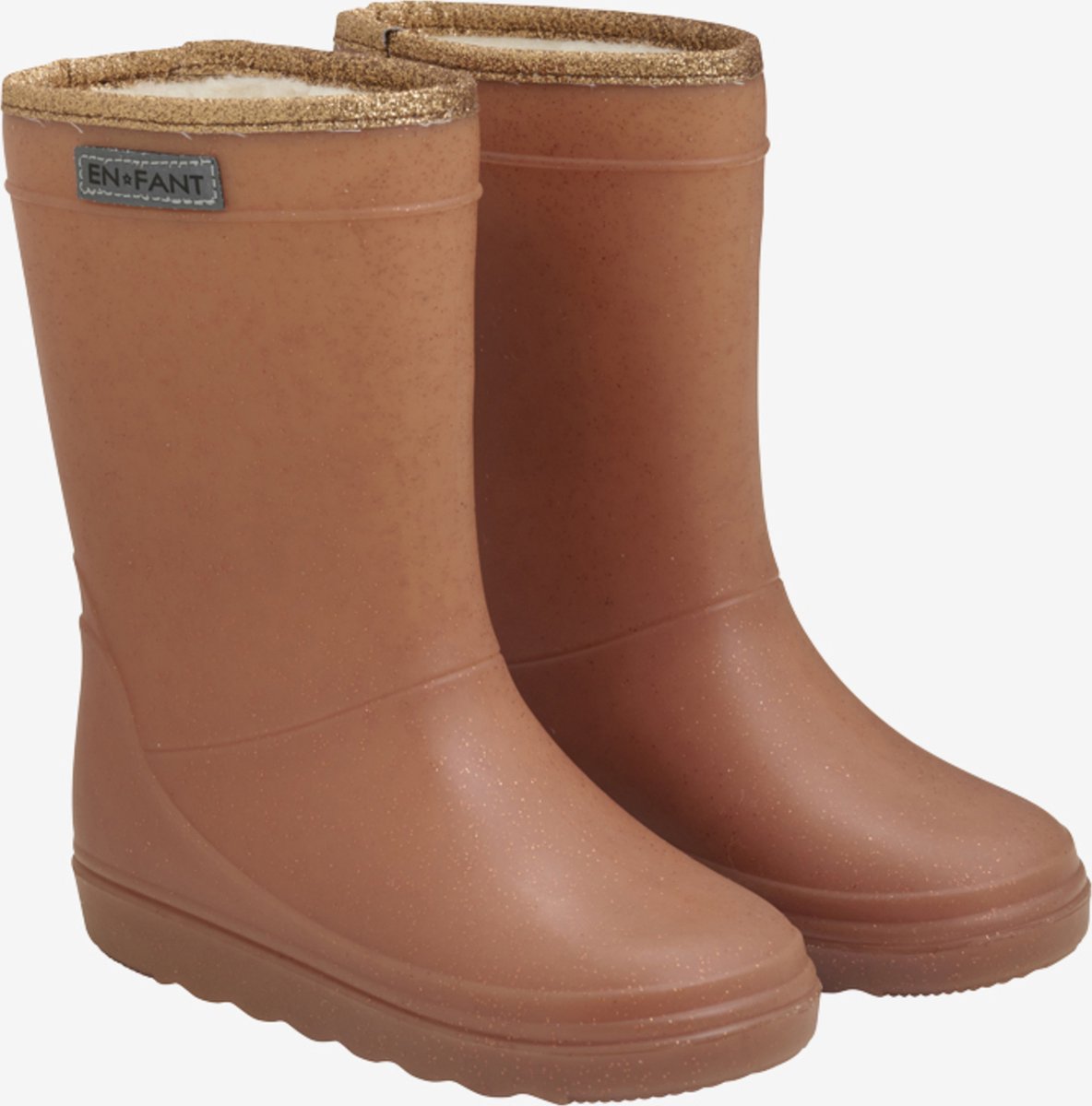 Enfant Thermoboots - Gevoerde regenlaarzen - Meisjes - Mocha Bisque - Roze Glitter- Maat 23