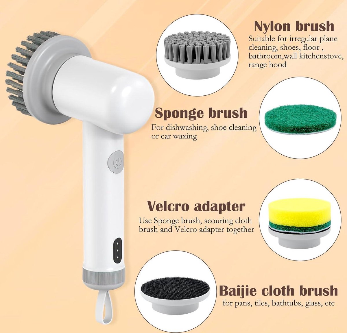 D L D Electric Spin Scrubber, draadloze reinigingsborstel met verstelbare verlengarm, 9 verwisselbare reinigingskoppen, power shower scrubber voor badkamer, badkuip, tegels, vloer, wit D L D Electric Spin Scrubber, draadloze reinigingsborstel met verstelbare verlengarm, 9 verwisselbare reinigingskoppen, power shower scrubber voor badkamer, badkuip, tegels, vloer, wit