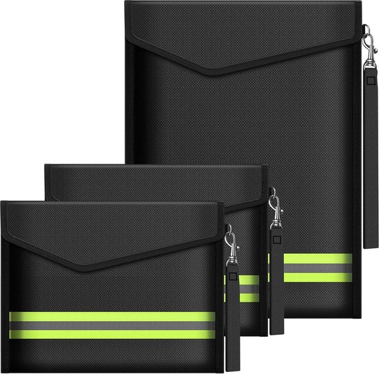 Vuurvaste documententas met slot, 2 stuks geldzak, 37 x 26