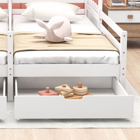 Merax autobed 90x200 cm - Kinderbed met houten frame en MDF-wielen ...