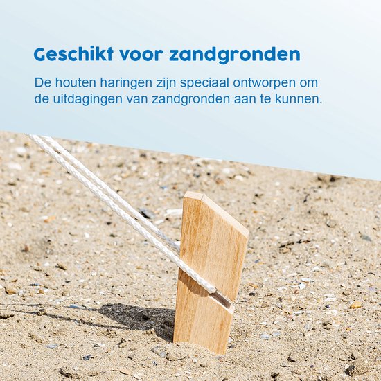 ProPlus Tentharing - 30 cm - Zandharing - Lichtgewicht - Stormharingen - Grondharing - Tentpennen - Tentverankering - voor Tenten - Hout - 4 stuks - Bruin van ProPlus — afbeelding 5