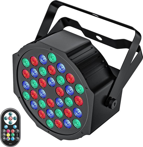 Foto: Rgb led schijnwerper dmx 7ch 36 leds podiumlicht met afstandsbediening 72 w discolicht 7 verlichtingsmodi feestjes podia bars halloween kerstmis