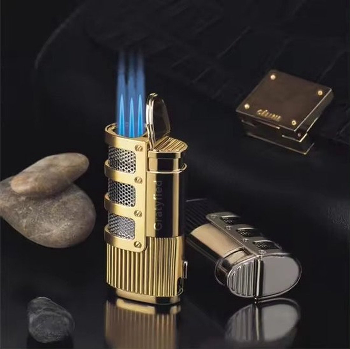 Goedkoopste Sigarenaansteker - Luxe Jetflame Aansteker - Stormaansteker Navulbaar - Inclusief Luxe Geschenkdoos - Goud