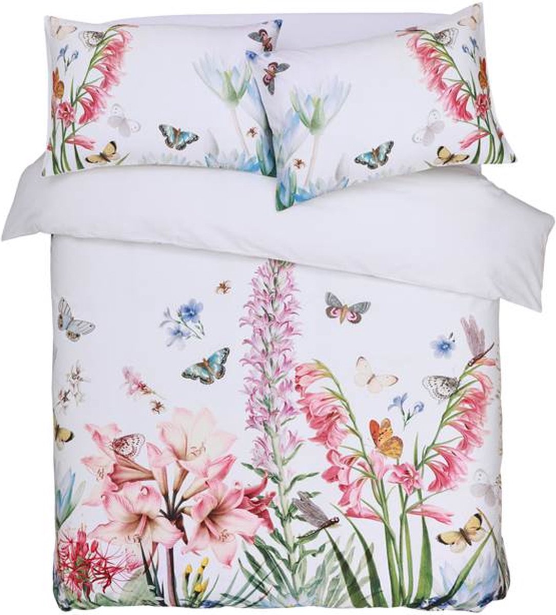 M.M Linen Fleur Dekbedovertrek - Lits-jumeaux - 240x200/220 cm - Wit