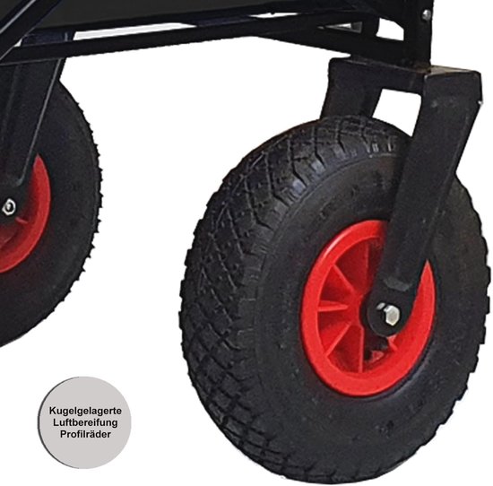 Opvouwbare Bolderkar met Luchtbanden - Tuinwagen voor Thuis, Strand en Kamperen - Laadcapaciteit 120 kg van Relaxdays — afbeelding 2
