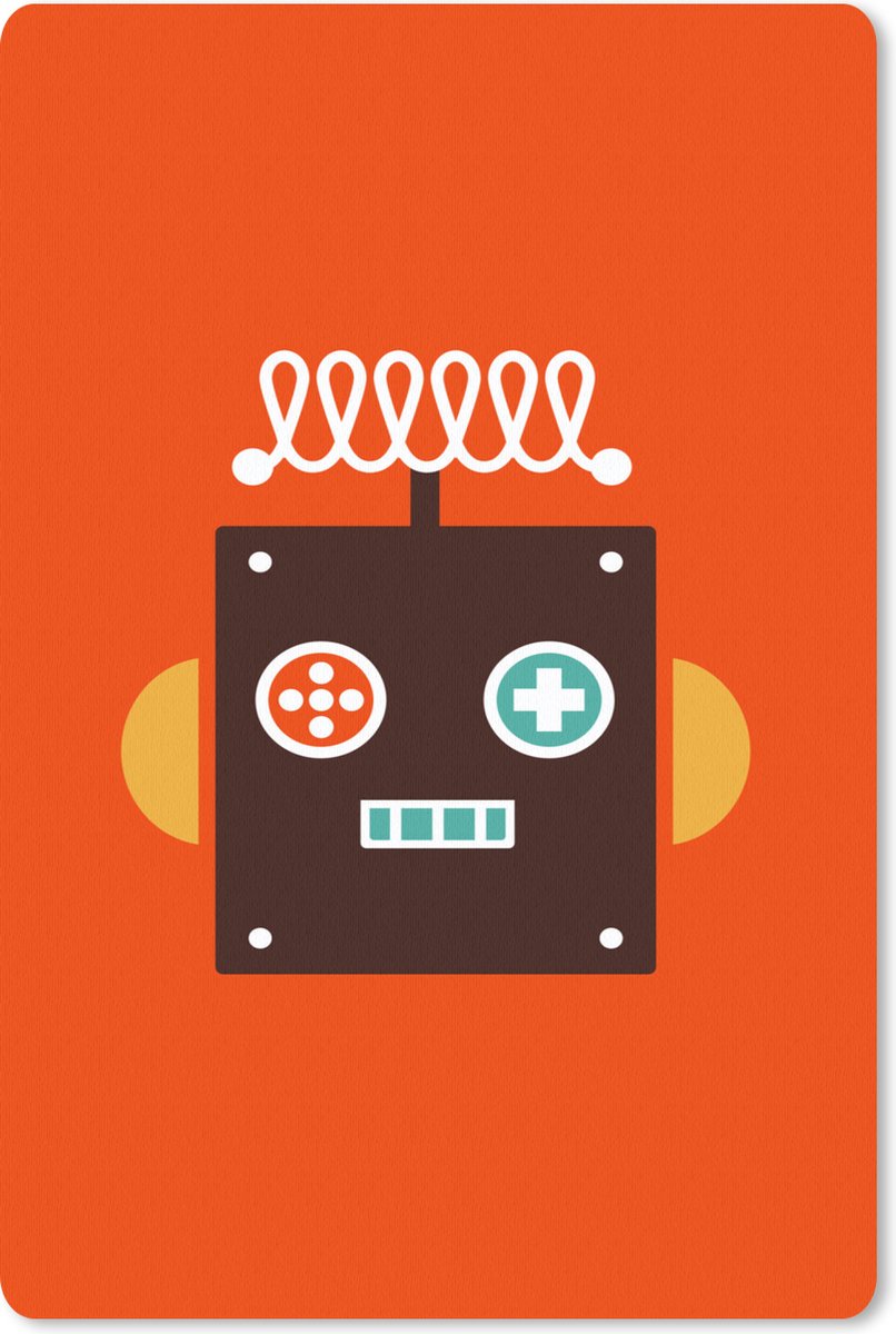 Muismat 18x27 cm - Mousepad Robot - Vormen - Gezicht - Oranje - Jongens - Kinderen - Muismatten