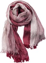 Châle tendance pour le printemps et l'automne - châle doux et chaud - long châle en coton avec pompons - écharpe rayée en coton et lin - unisexe (75 x 190 cm) - rouge - 190*75cm