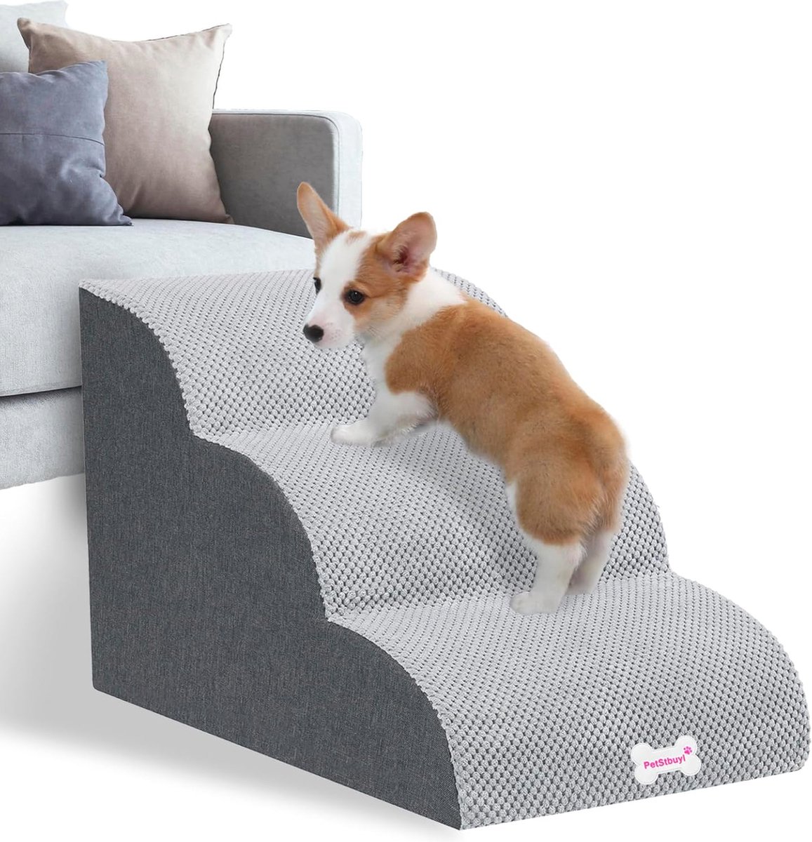 Hondentrap voor kleine honden met 3 treden - Antislip en afneembare hoes