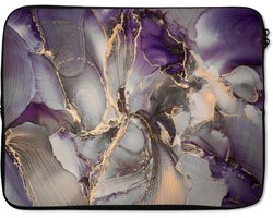 Laptophoes - Paars - Luxe - Goud - Marmer print look - Laptop case - Design - Laptop sleeve - Abstract - 17 Inch - Back to school spullen - Schoolspullen jongens en meisjes middelbare school - Macbook air hoes - Chromebook sleeve