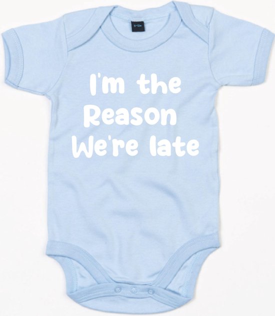 Rompertje I Am The Reason We Are Late-Dusty Blue-3-6 Maanden