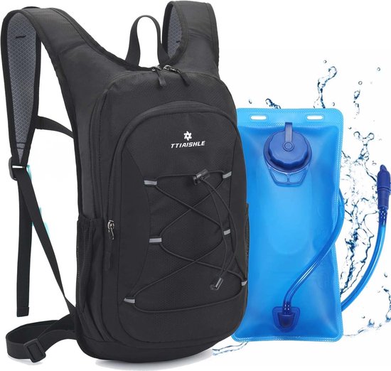 Lichtgewicht hardlooprugzak, hardloopvest telefoonhouder, drinkrugzak, marathonloper rugzak, voor fietsen, wandelen, skiën, met 2L drinkzak (met 2L drinkzak