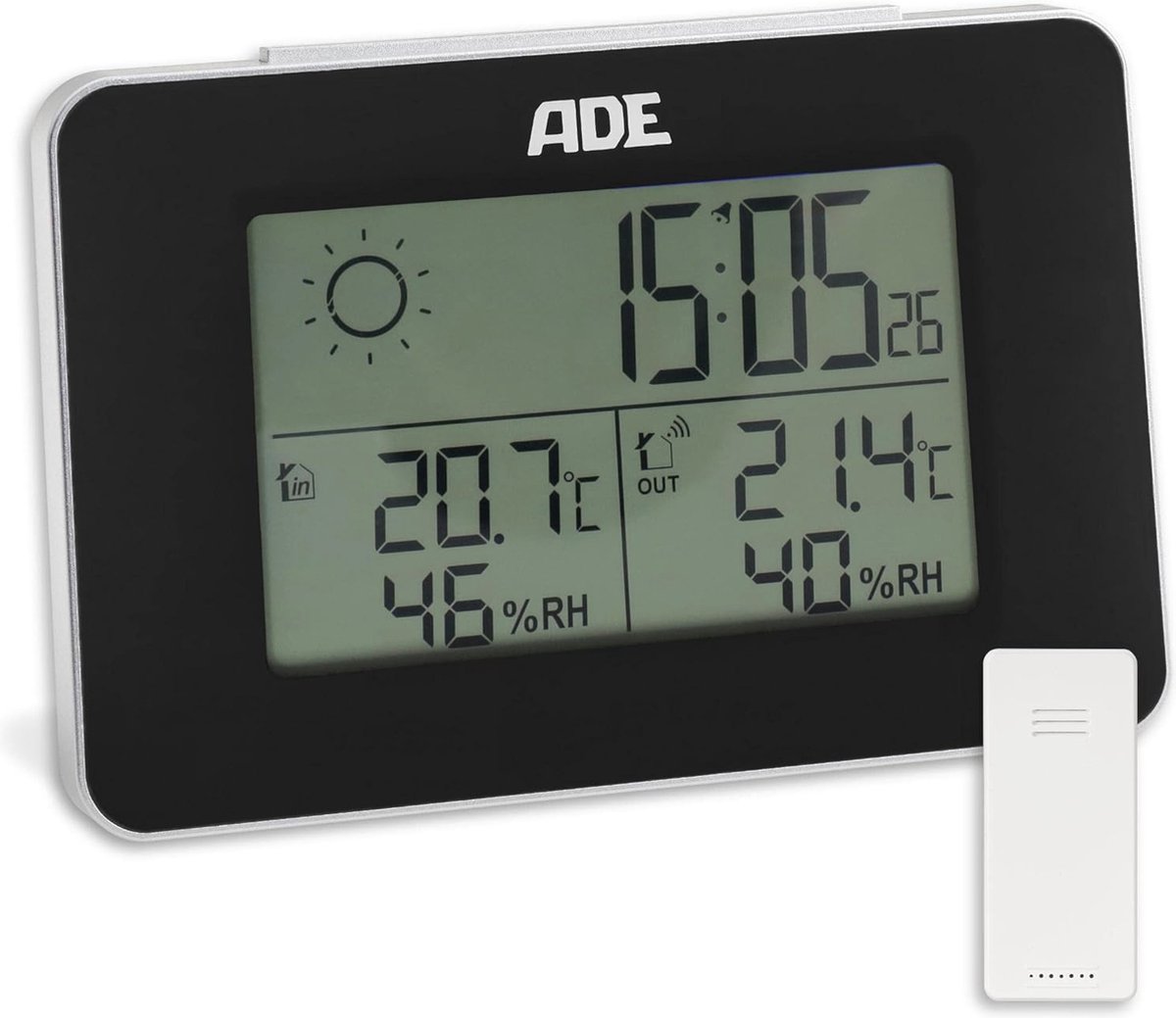 Draadloos digitaal weerstation met buitensensor | Thermometer en hygrometer voor binnen en buiten | Radioklok met wekker en weersvoorspelling