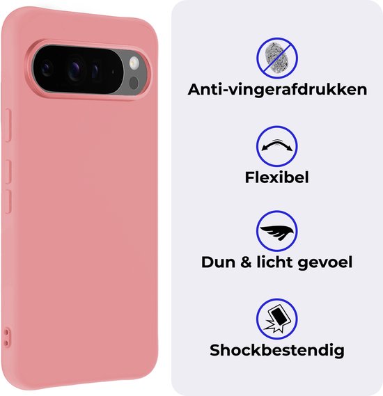 Coque Compatible avec Google Pixel 9 Pro XL Coque Siliconen Case Cover - Coque Compatible avec Google Pixel 9 Pro XL Case Cover Case - Rose Clair