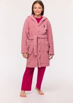 Woody badjas unisex - oudroze - labradoodle - 242-10-ROM-M/415 - maat 128