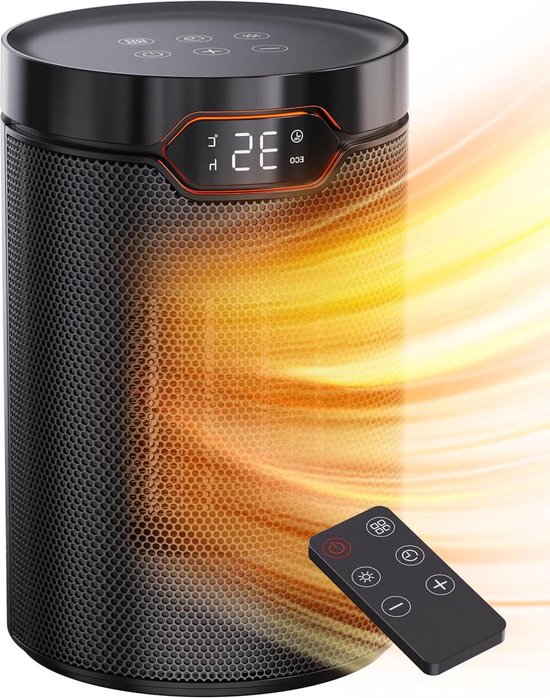 Foto: 1500w ptc elektrische kachel met 5 modi eco ventilatormodus thermostaat en afstandsbediening voor thuis en kantoor