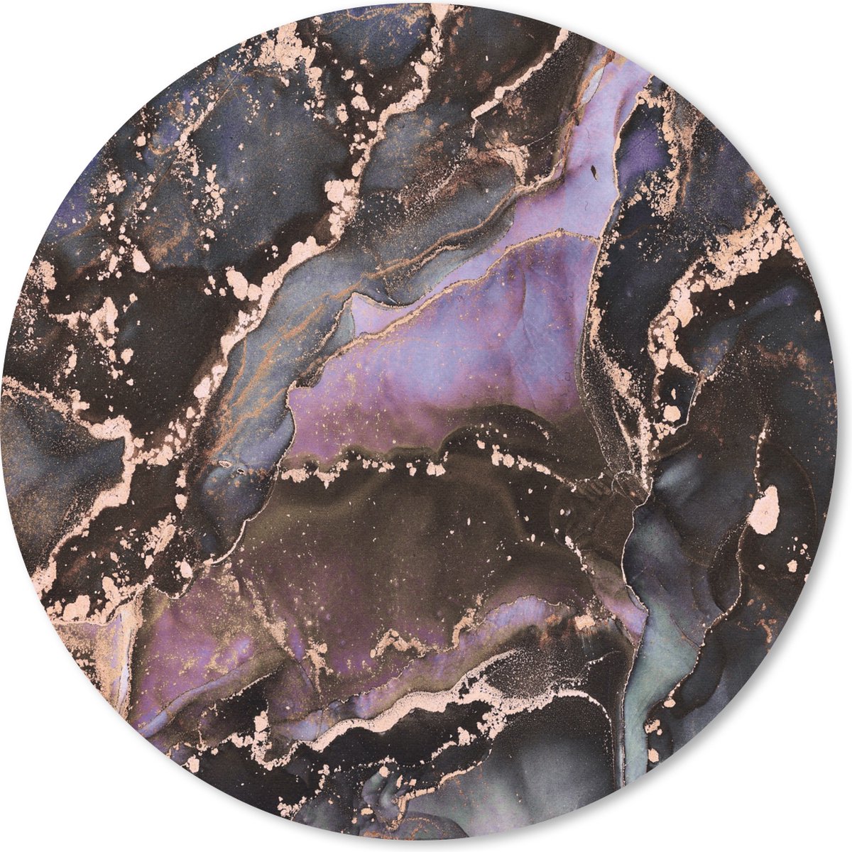 Muismat rond 50x50 cm - Mousepad Marmer - Goud - Roze - Ronde muismatten