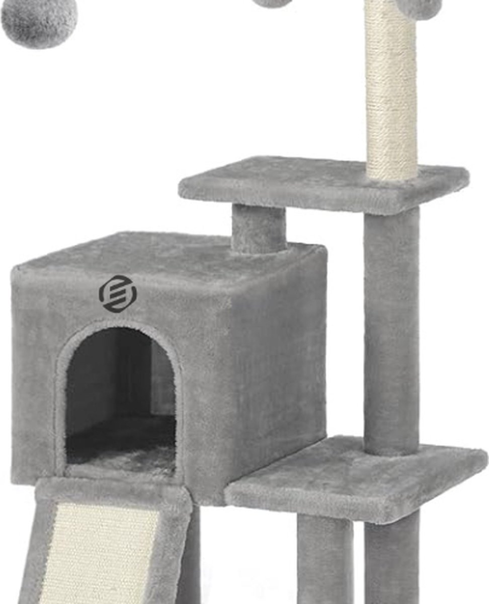 Equivera Kattenpaal met Slaapplek – Kattenpaal – Kattentoren – Krabpaal voor Katten – Kattenbed