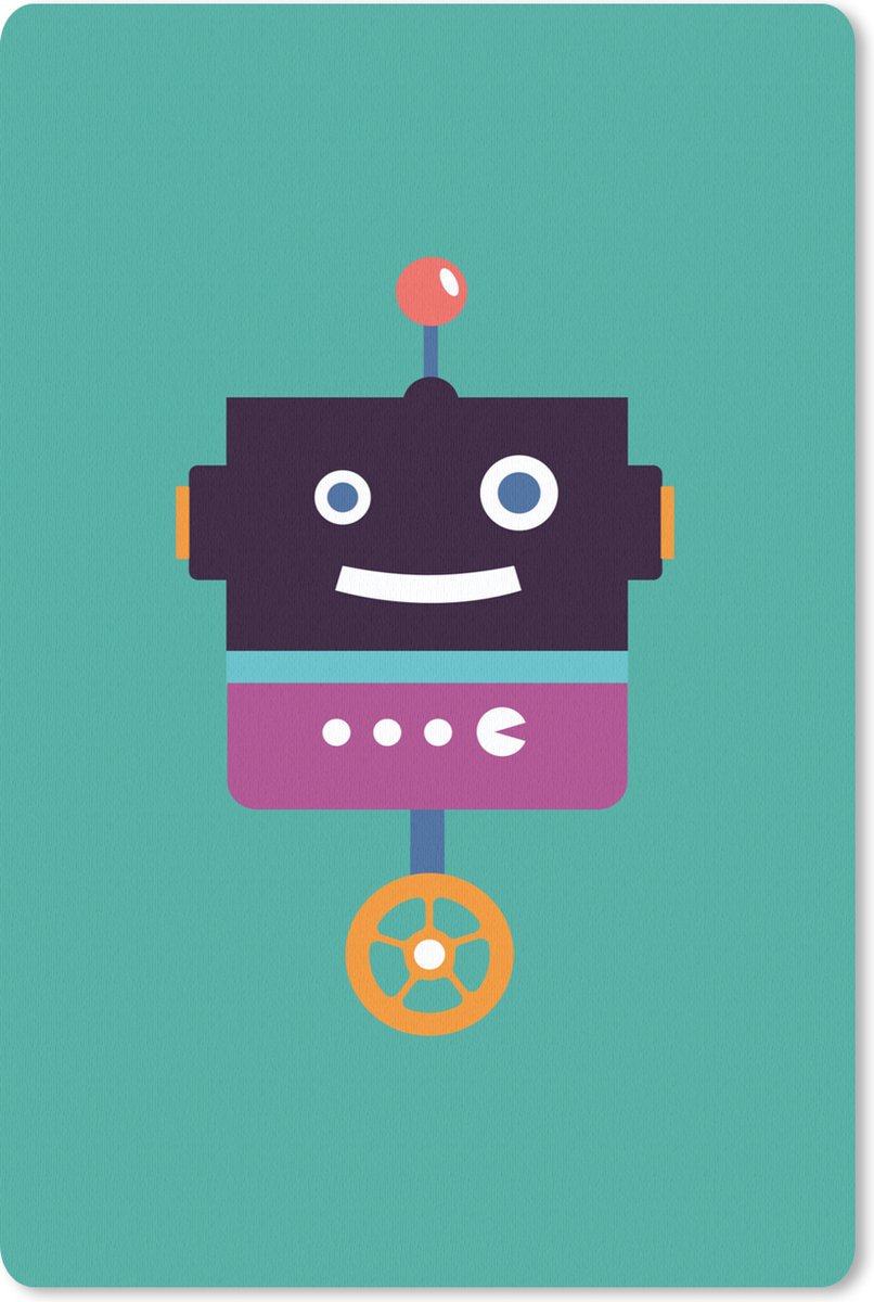 Muismat 18x27 cm - Mousepad Robot - Wiel - Paars - Groen - Jongens - Kids - Muismatten