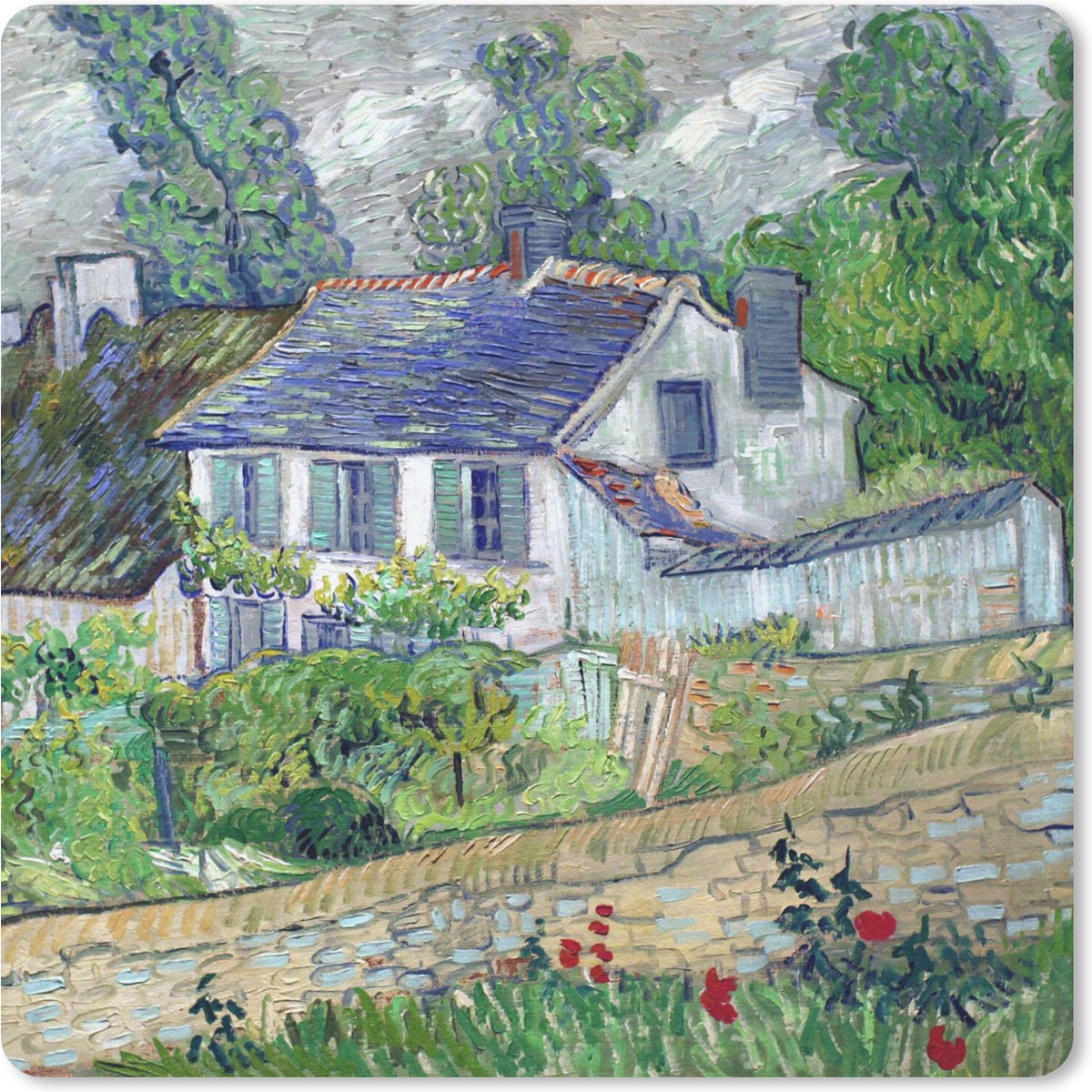 Muismat 30x30 cm - Mousepad Huis in Auvers - Vincent van Gogh - Muismatten